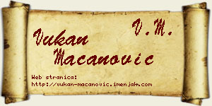 Vukan Macanović vizit kartica